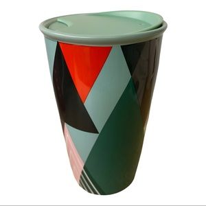 Starbucks Geometric Tall Triangle Traveler Tumbler Coffee Mug 12oz